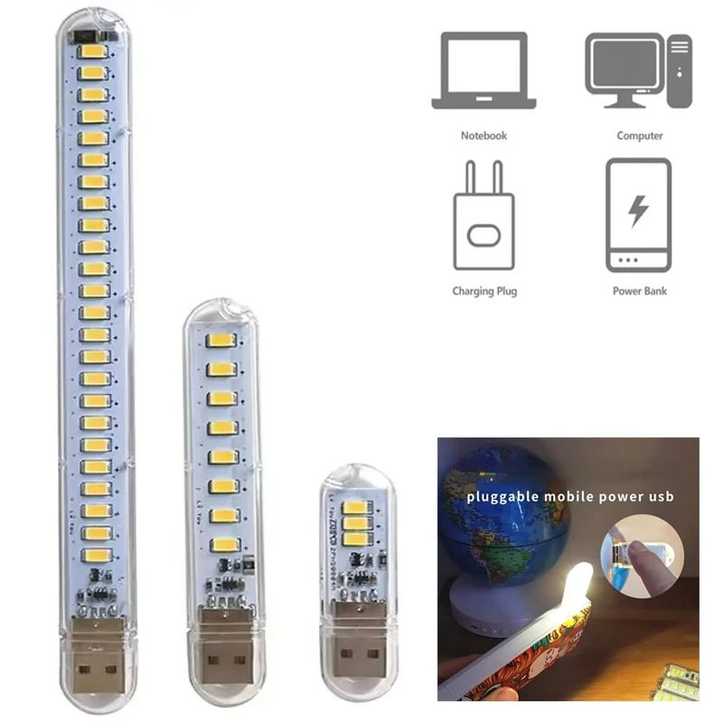 Ultra Bright Portable USB LED Pocket Light 24 Led Touch Warm