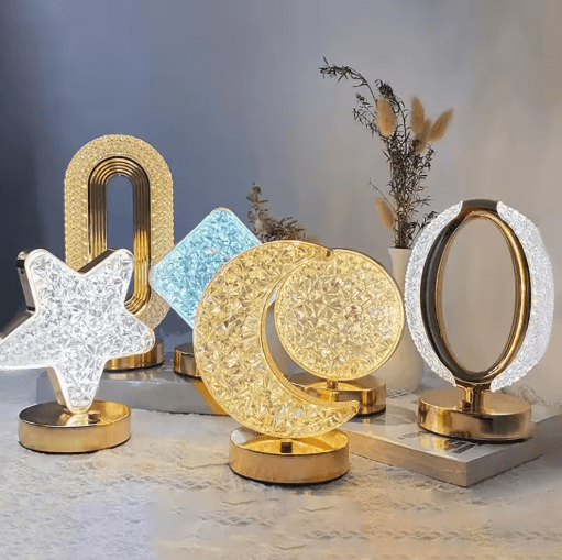 3D Crystal Touch LED Night Light USB Rechargeable Color Changing Kids Lamp moon