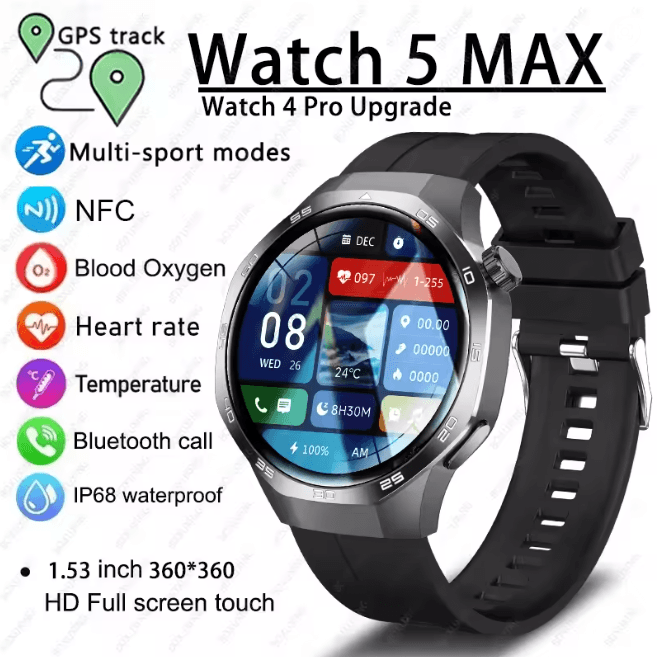 Watch 5 MAX AMOLED GPS Smart Watch With Bluetooth Calling And NFC m