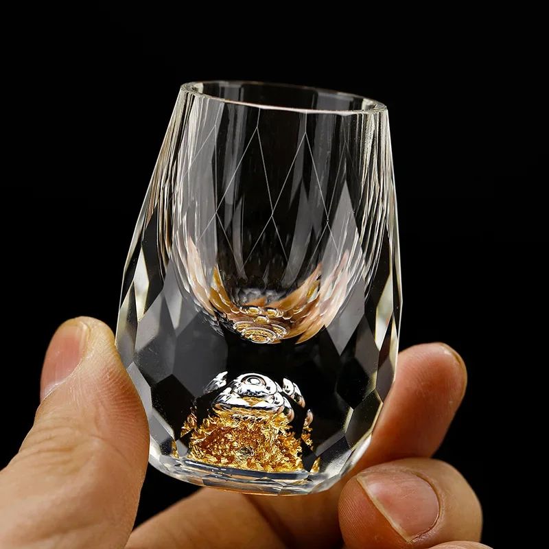 Luxury Crystal Glass With Gold Foil Double Bottom Luxury Crystal Glass With Gold Foil Double Bottom