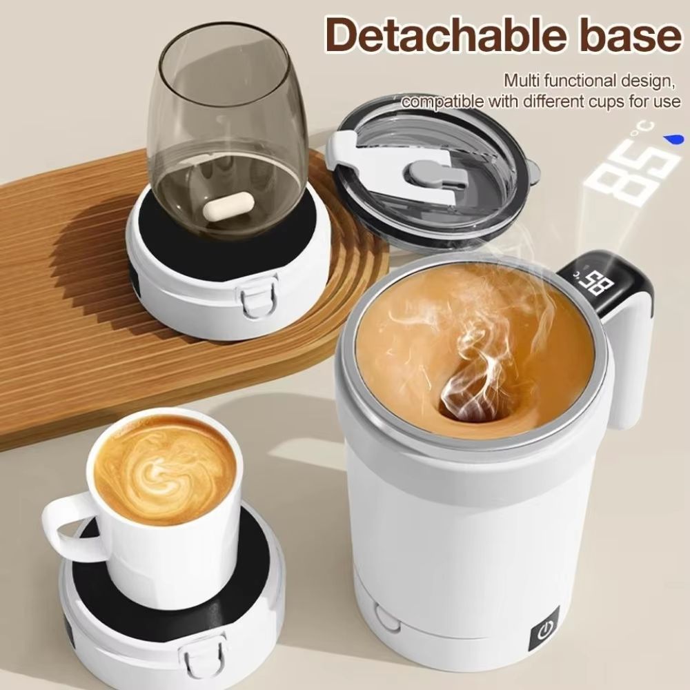 Rechargeable Self Stirring Mug Magnetic Mixing Cup Stainless Steel Coffee Tumbler white