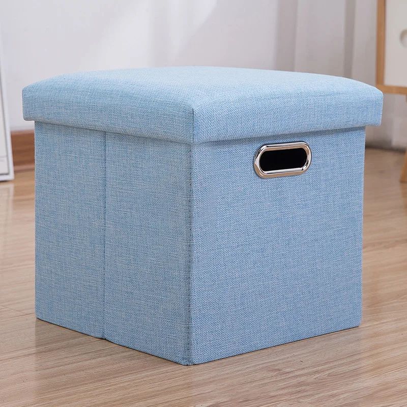 Folding Storage Ottoman Cube Collapsible Footrest Stool With Padded Lid For Living Room & Dorm royal Blue