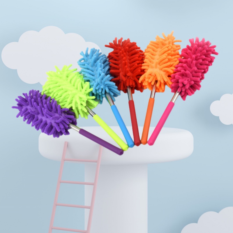 Mini Stainless Steel Telescopic Duster, Automotive Household Dust Removal Tool, Electrostatic Cleaning Brush red