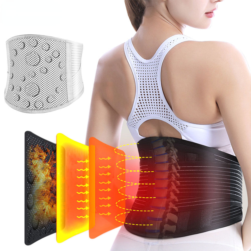 Thermal Magnetic Therapy Lower Back Support Belt, Self Heating Lumbar Magnet For Sciatica Relief gray xxl