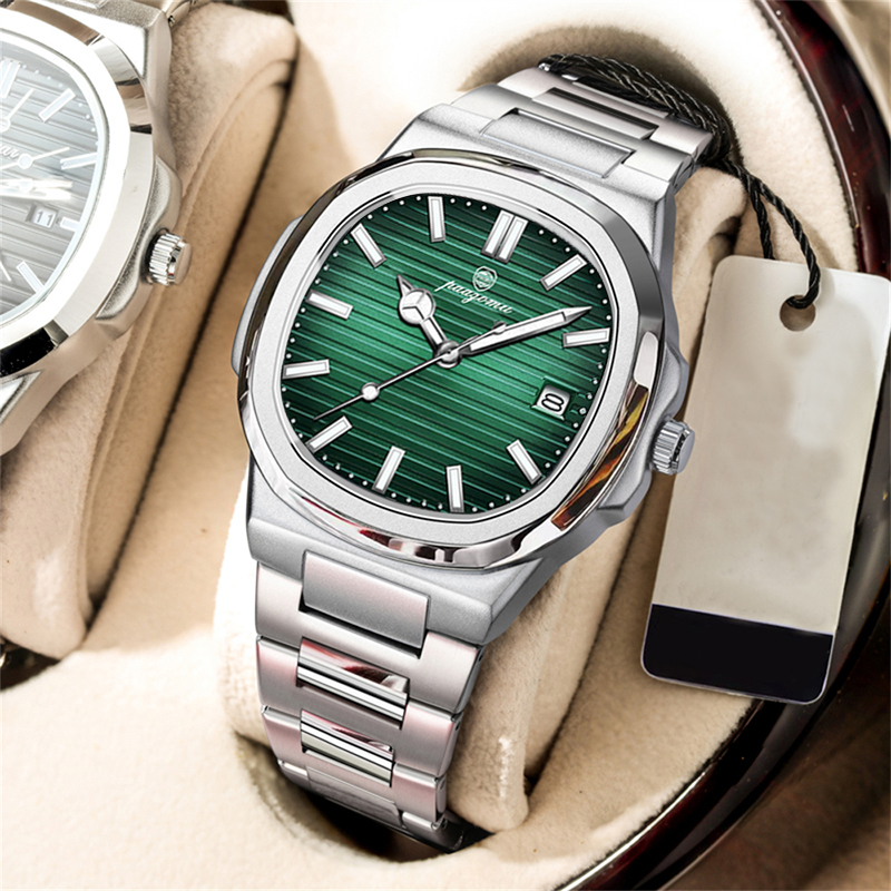 Mens Classic Quartz Watch With Square Dial Waterproof & Luminous Date Wristwatch light Blue