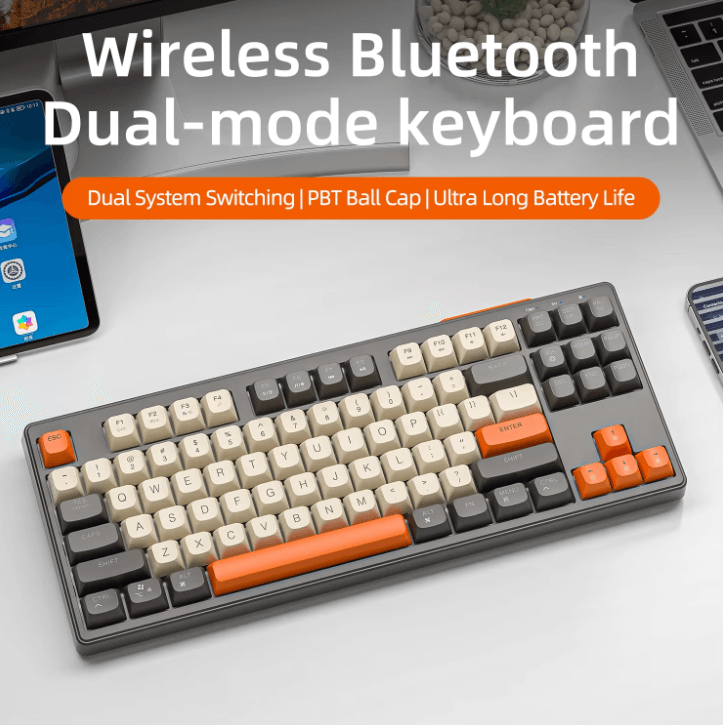 M87 Wireless Dual Mode Bluetooth Keyboard With Rainbow Light RGB And PBT Keycaps cheese Kit