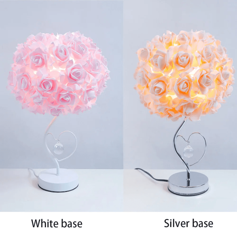 Pastoral Rose Crystal Table Lamp Romantic Heart Bedside Night Light 3 us