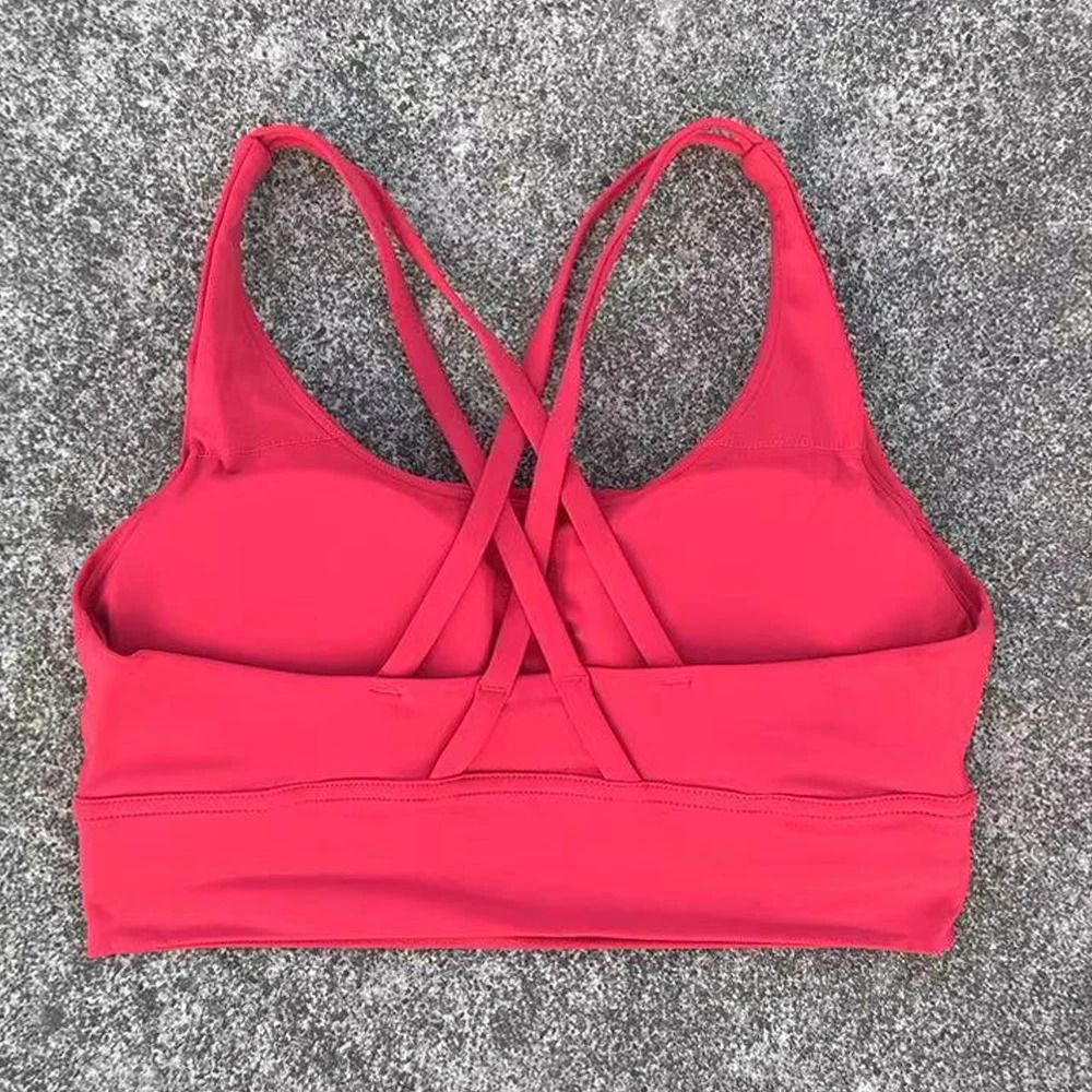 FlexMove Cross Back Sports Bra Padded Womens Fitness Top red large