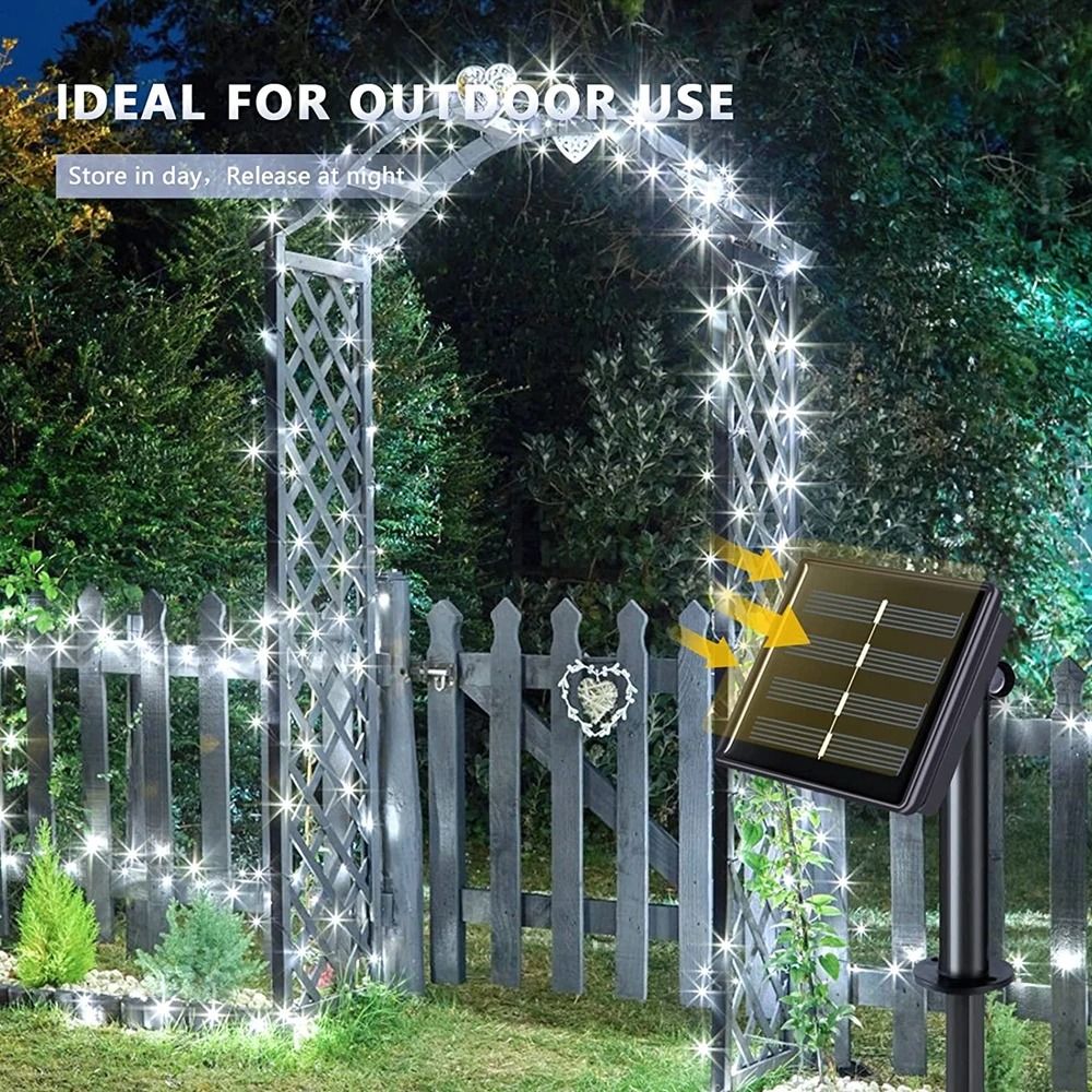 100 LED Solar Fairy String Lights | 12m Waterproof Outdoor Twinkle Lights For Gardens & Weddings warm White