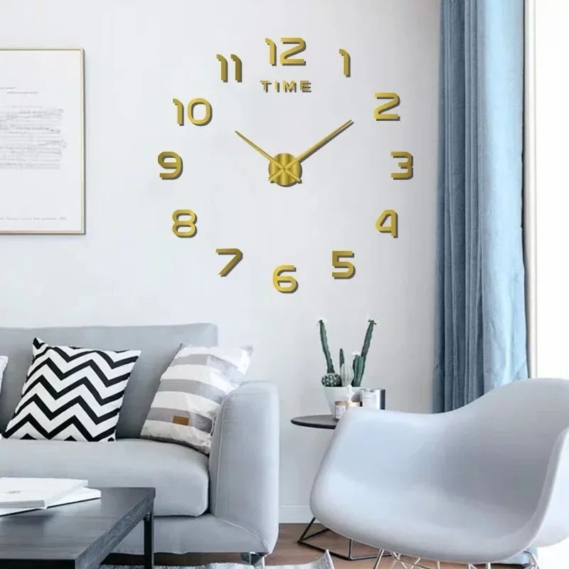 Glow In The Dark Silent Wall Clock Modern DIY Luminous Home Decor gold