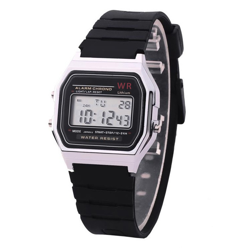 Fashionable Rose Gold LED Digital Watch For Women And Men Sporty Rubber Strap Wristwatch black Gold