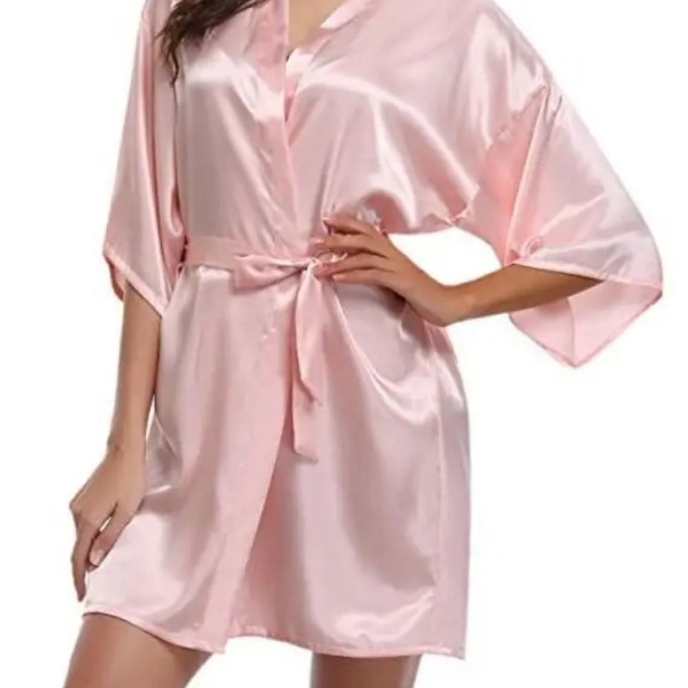 Silk Kimono Robe Satin Bridesmaid Bathrobe For Women purple m