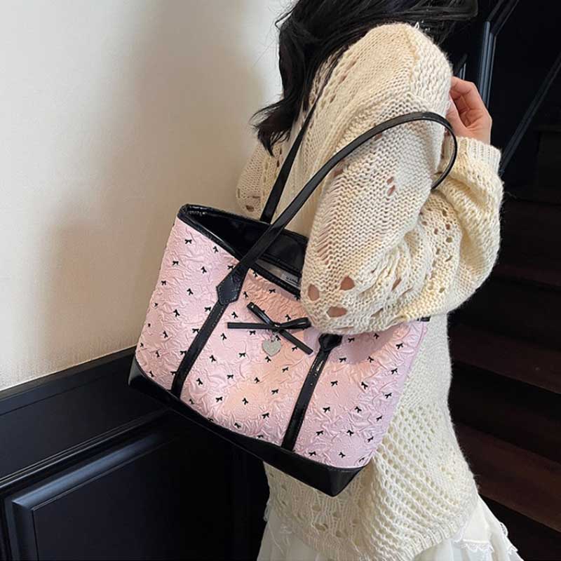 Designer Leather Tote Bag For Women Stylish Summer Shoulder Handbag With Bow Detail Designer Leather Tote Bag For Women Stylish Summer Shoulder Handbag With Bow Detail