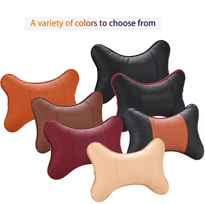 RoadShield PU Leather Car Neck Pillow Universal Headrest & Backrest Support Cushion brown