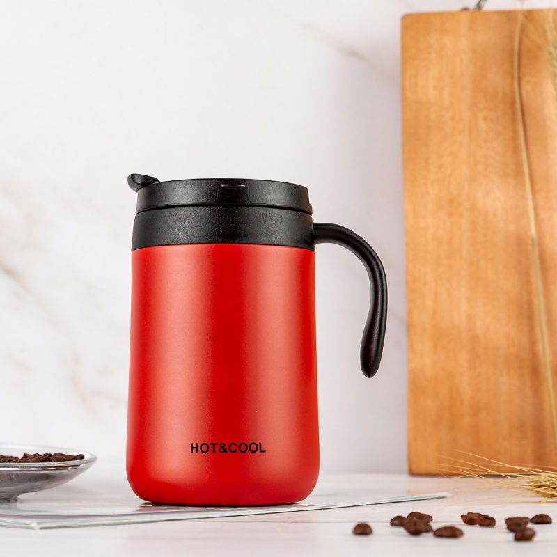 Premium Stainless Steel Insulated Coffee Mug With Handle Large Capacity Wide Mouth Office Travel Cup black 350ml