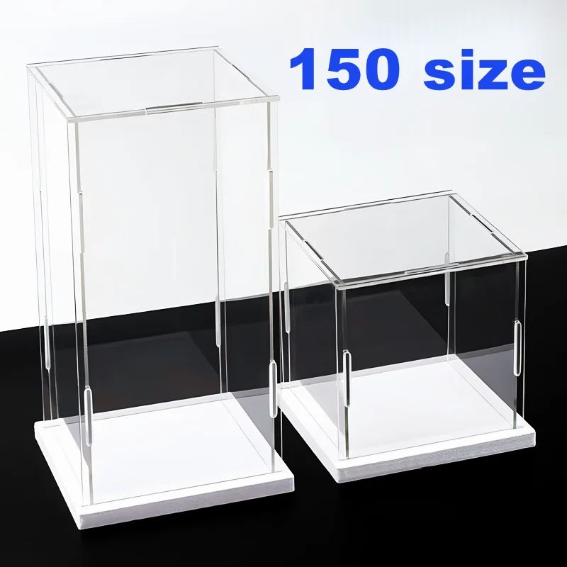ClearGuard Acrylic Display Case Box With White Base Transparent Dustproof Showcase For Collectibles l26xw11cm h25cm