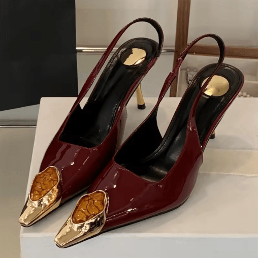 Eilyken Rhinestone Pointed Toe Slingback Pumps Elegant Thin Heel Banquet And Prom Heels black 9cm 35(us 5.5)