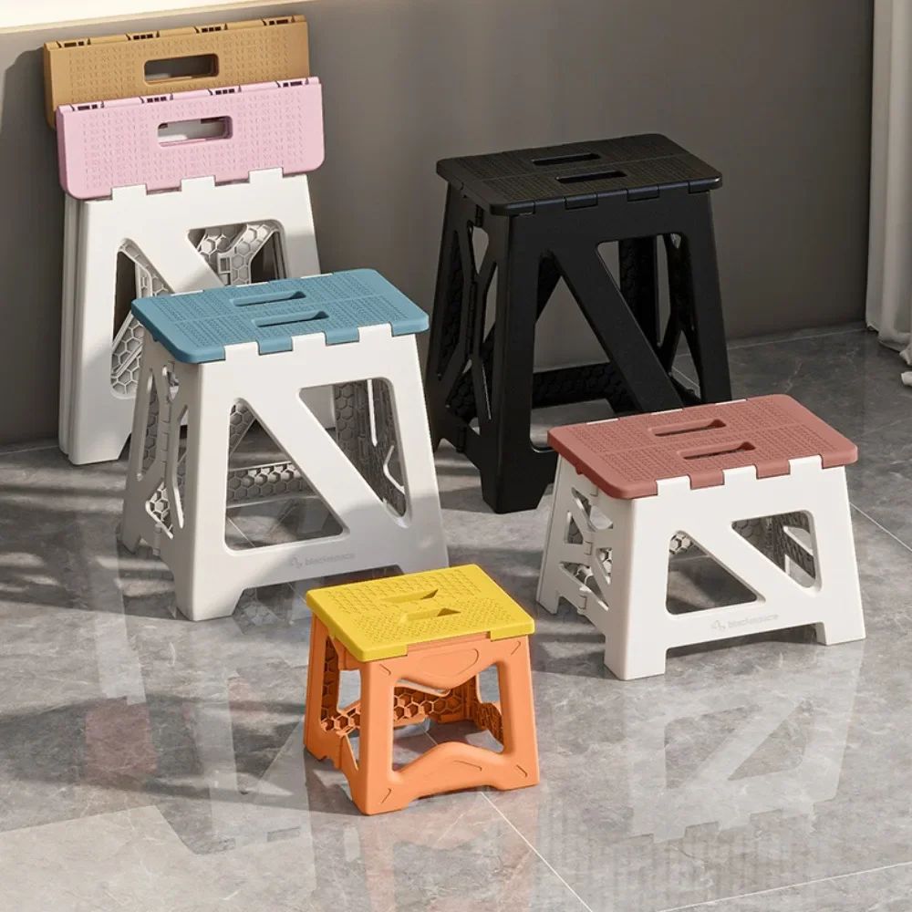 Portable Plastic Folding Stool Anti Slip Outdoor Camping & Fishing Chair s Black