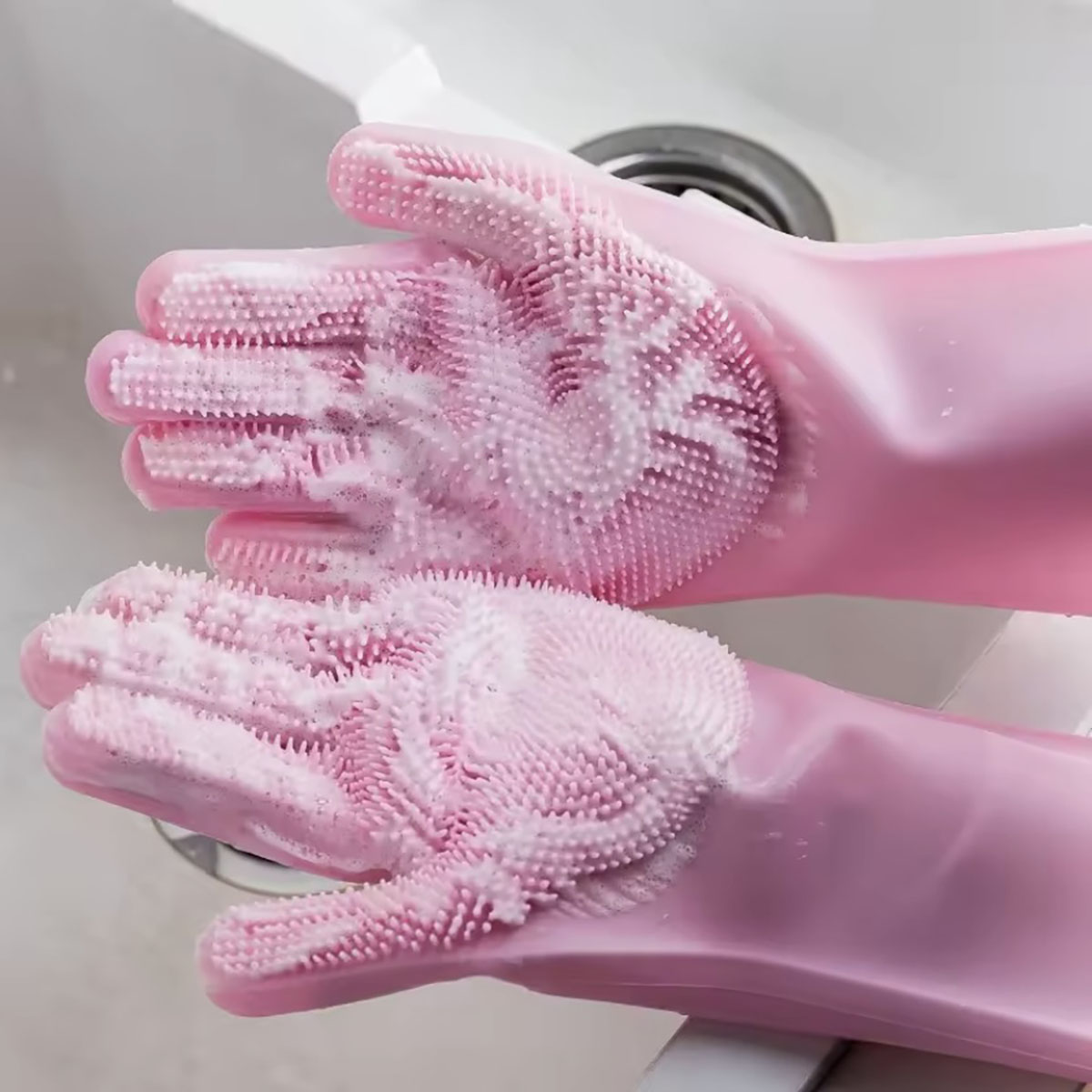 Magic Silicone Rubber Dishwashing Gloves, Household Sponge Scrubber, Kitchen Cleaning Tools, Dish Washing Gloves green