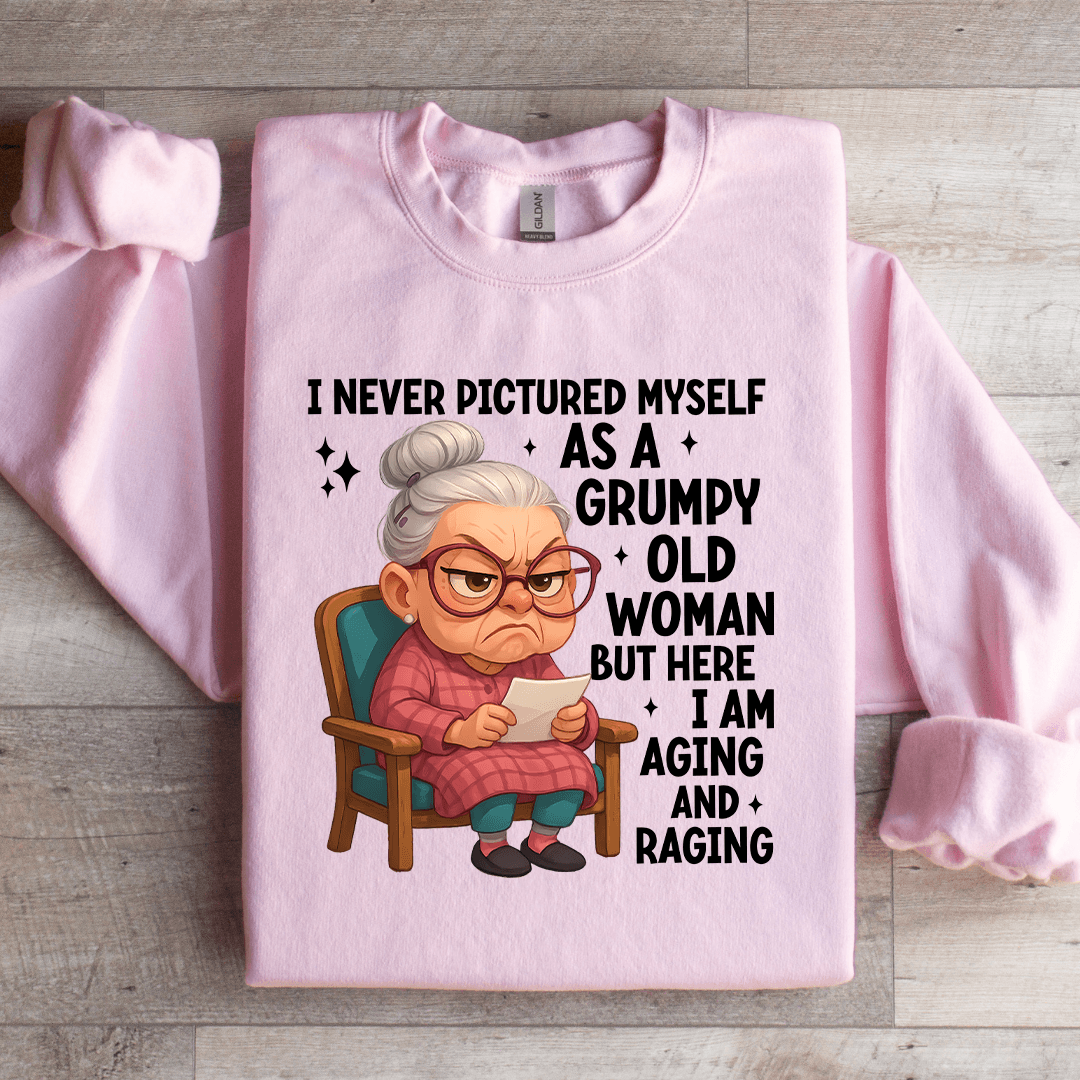 I Never Pictured Myself Is A Grumpy Old Woman Sweatshirt L Light Pink