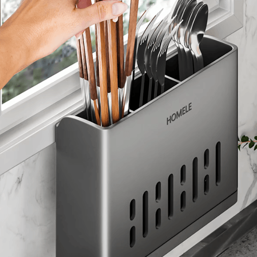 Multifunctional Flatware Organizer With Detachable Drain Base 7