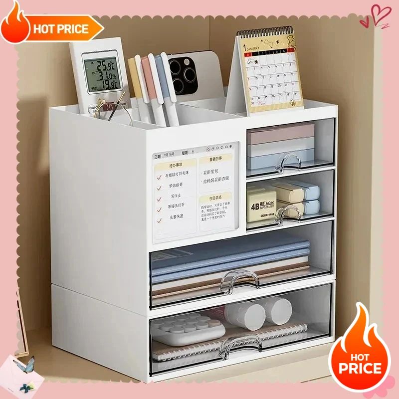 Transparent Drawer Desktop File Organizer Shelf d white