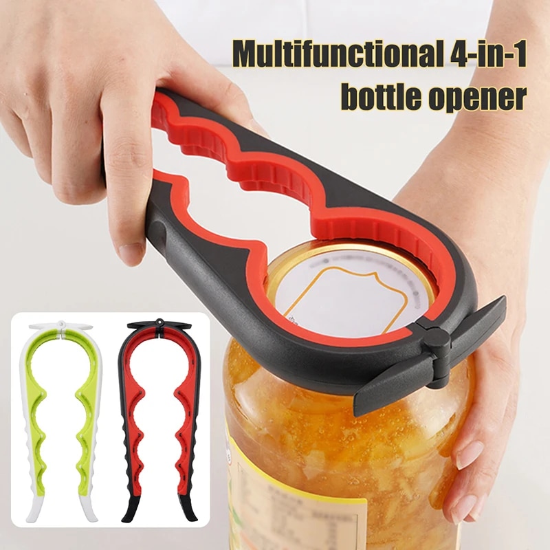 Multifunctional Can & Bottle Opener With Anti Slip Grip black