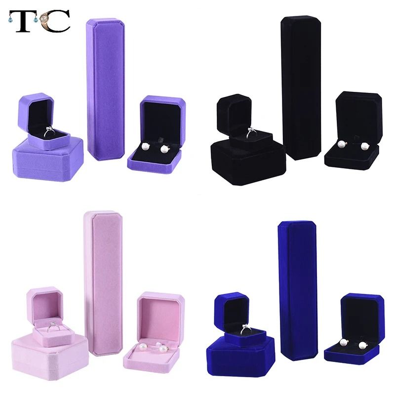 Premium Velvet Jewelry Box Elegant Ring, Necklace & Bracelet Organizer blue And Black ring Box