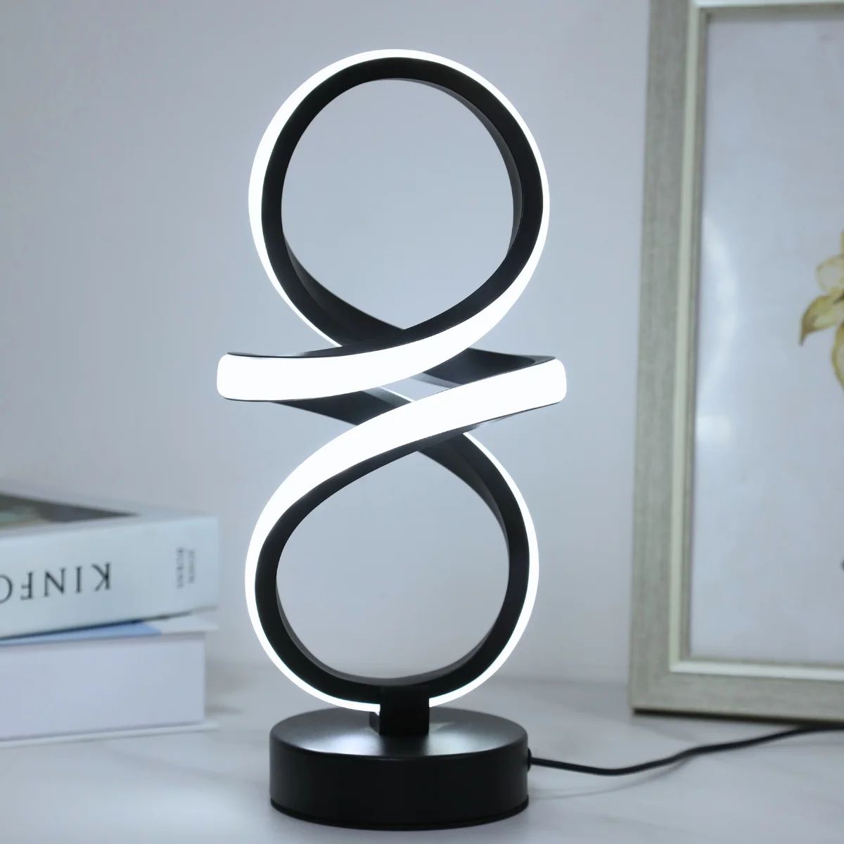 Spiral LED Night Light Lamp With 3 Color Modes Modern USB Table Lamp For Bedroom, Office & Study Desk warm White