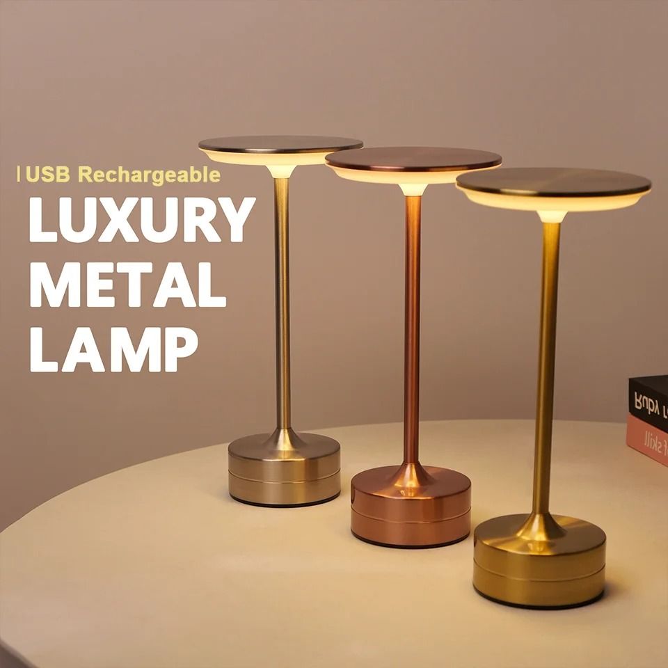 Portable LED Table Lamp With Touch Sensor & USB Rechargeable Battery rose Gold