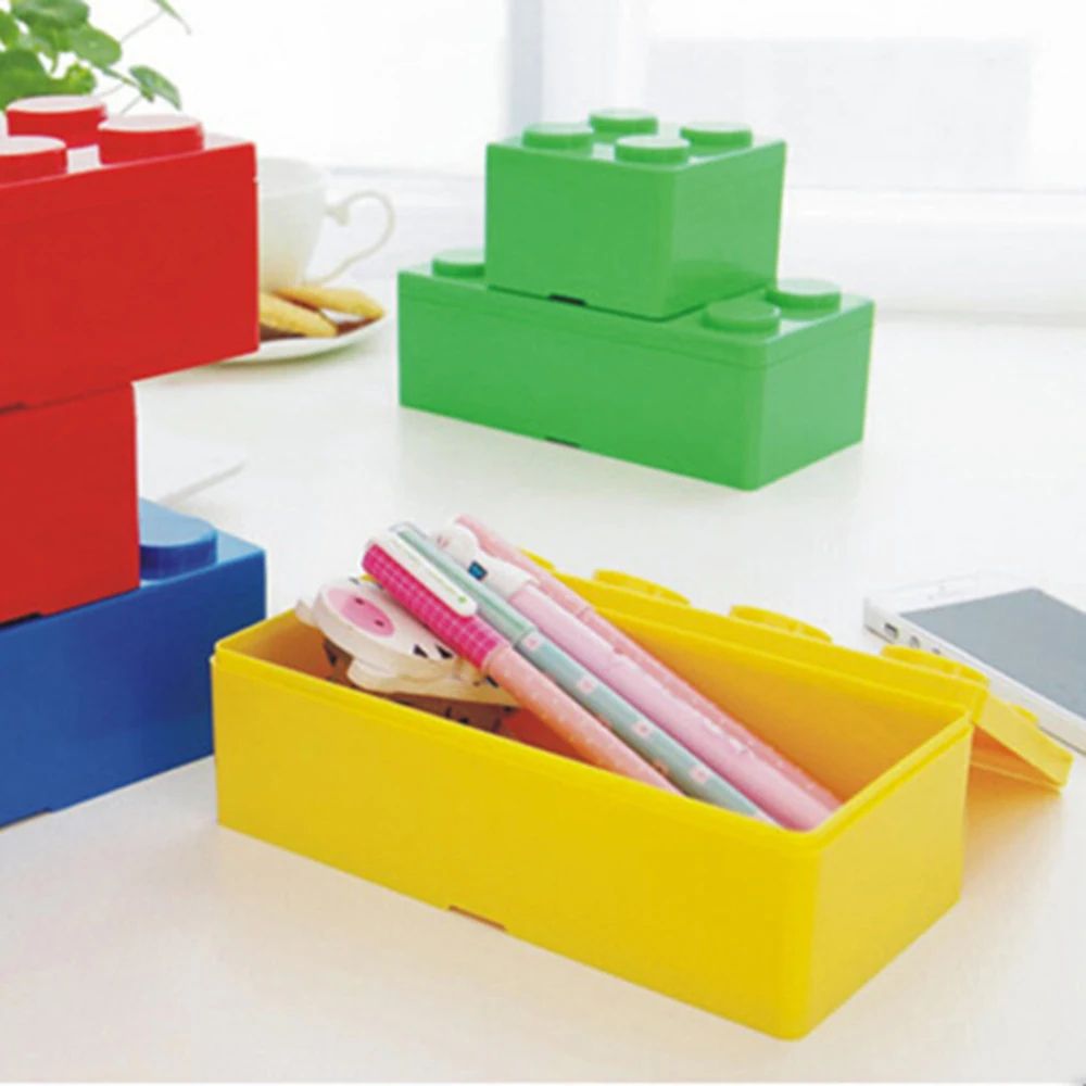 Creative Stackable Building Block Storage Boxes DIY Modular Organizer For Office, Home & Classroom red Square