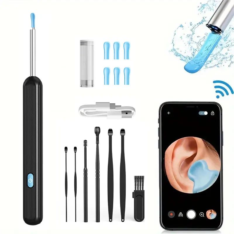 Wireless HD Visual Ear Cleaner With Camera USB Rechargeable Otoscope Wax Removal Tool white
