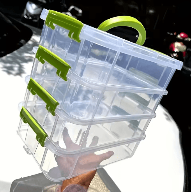 4 Layer Transparent Storage Box With Drawers Portable Plastic Organizer Case a