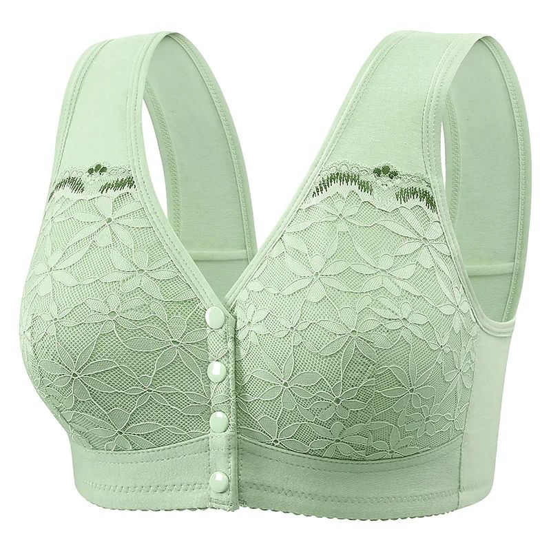 ComfortEase Front Closure Cotton Bra For Seniors Wireless Lace Vest, Plus Size Support skin1 110