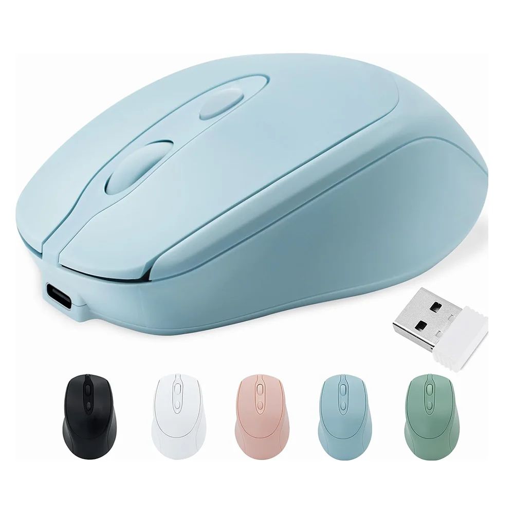 Dual Mode Wireless Mouse With Bluetooth And 2.4G USB, Rechargeable Silent Click For PC, MacBook, Laptop, And Tablet pink