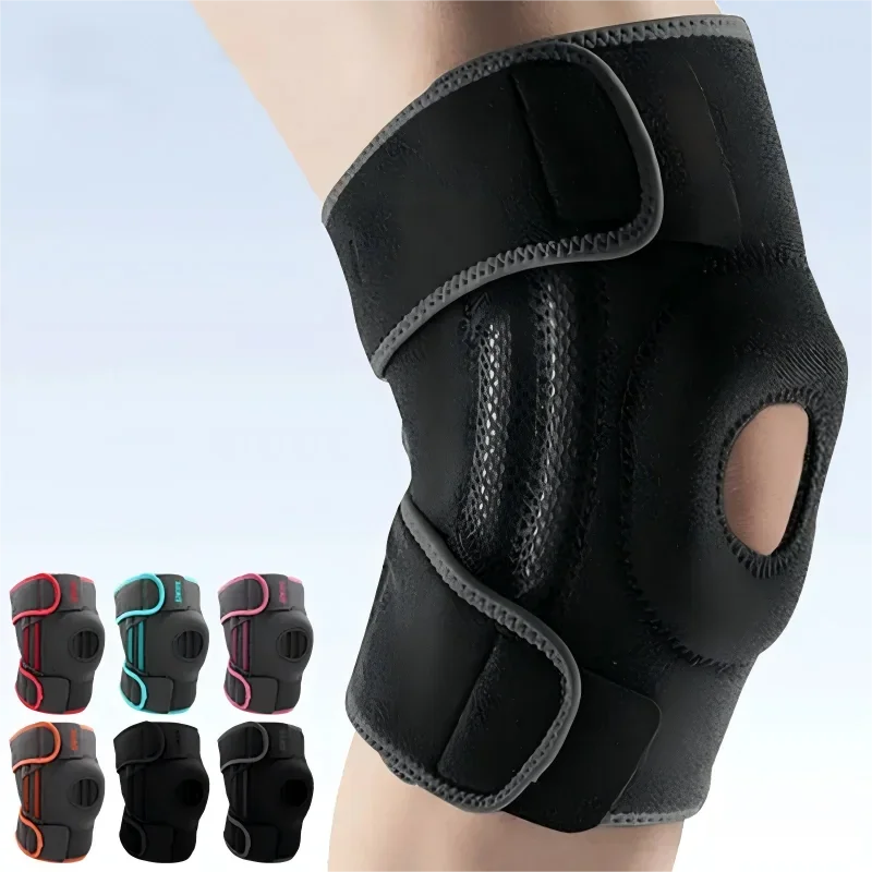 Patella Knee Brace With Side Stabilizers For Women & Men Support For Running, Basketball, Hiking black Blue
