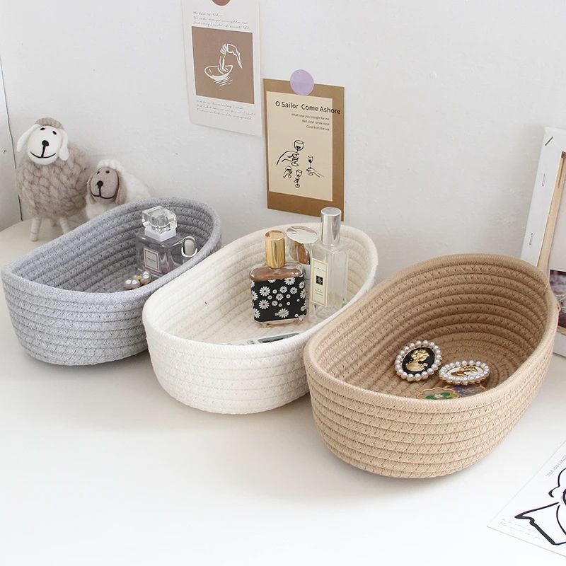 Woven Multifunctional Storage Basket Organizer grey m