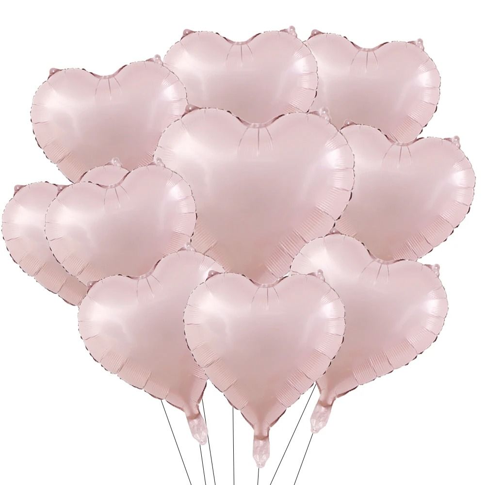 10 Piece 18 Inch Heart Foil Balloons | Pink & Sage Green Set white