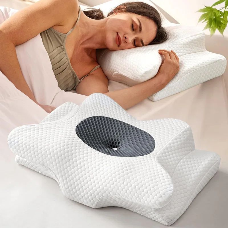 Ergonomic Butterfly Memory Foam Pillow For Neck And Shoulder Support white