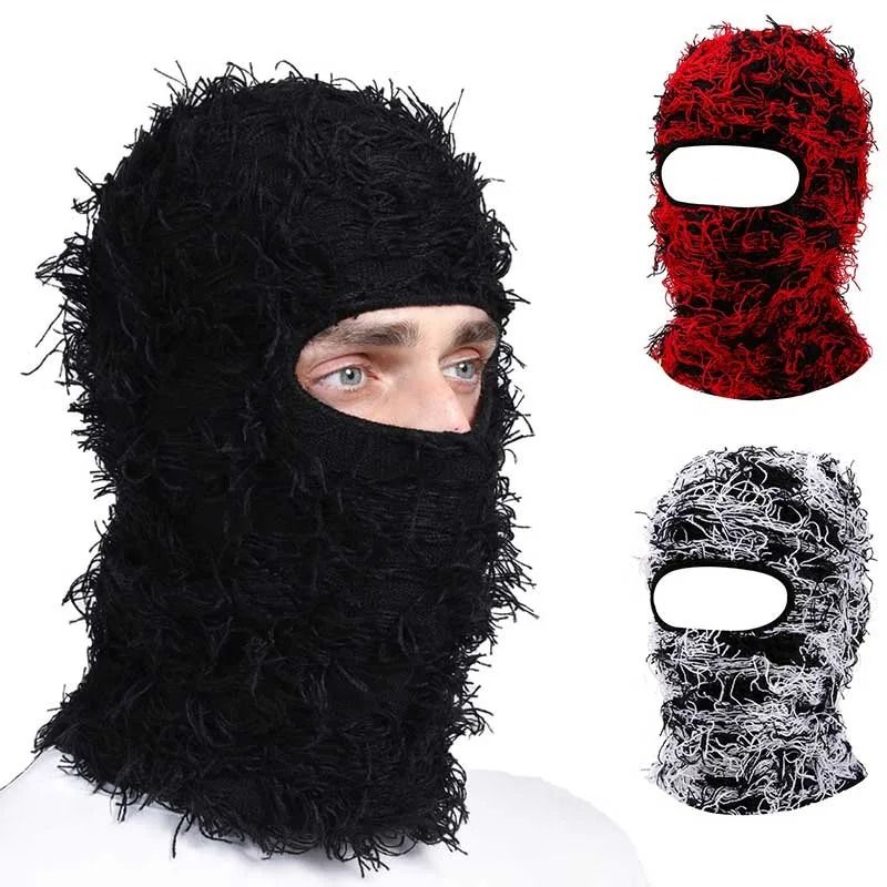 Distressed Knitted Tactical Balaclava & Ski Mask beige