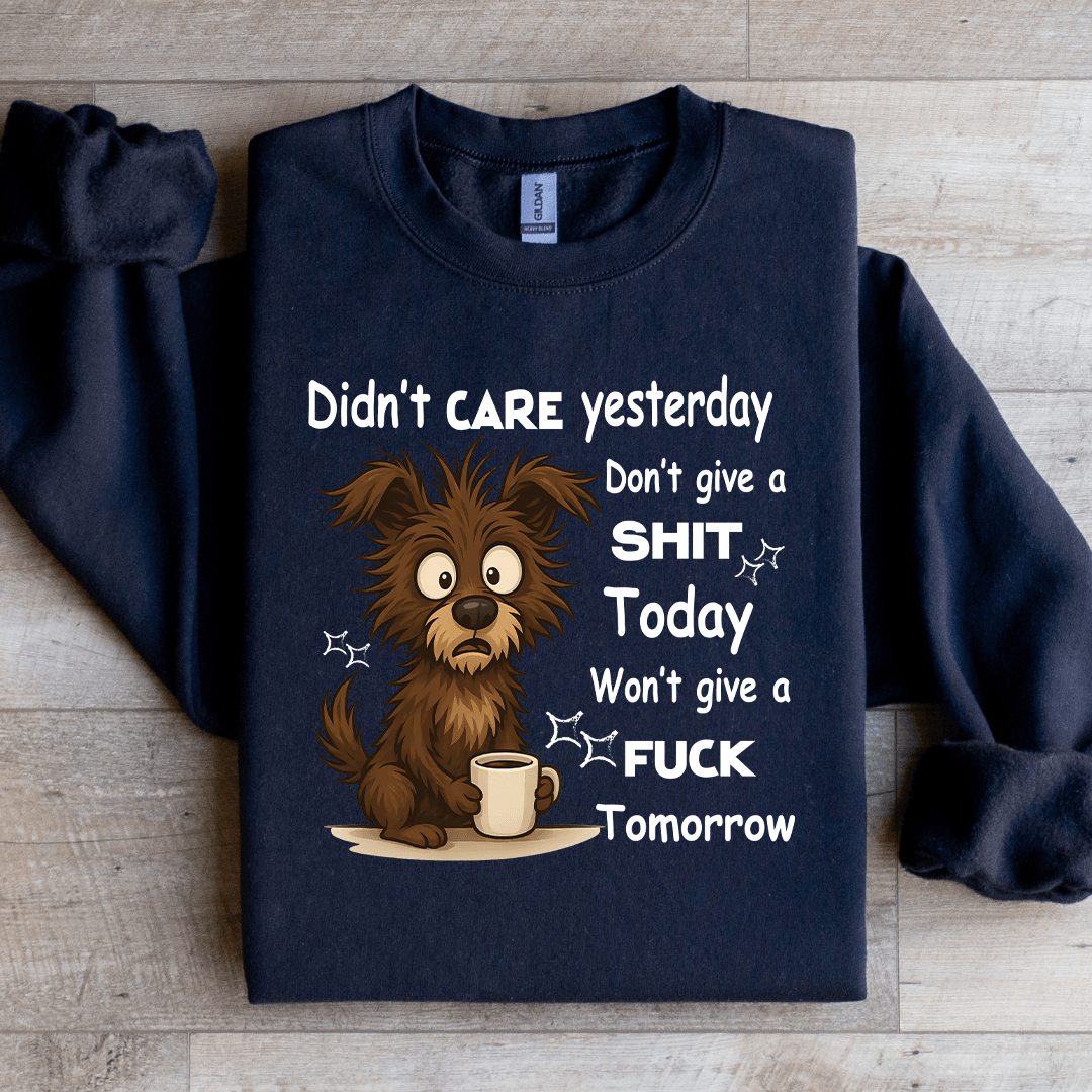 Didn't Care Yesterday Don't Give A S it Today Sweatshirt L Sport Grey