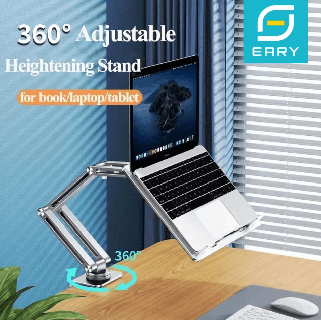 Eary 360 Degree Rotating Adjustable Laptop Mount For Desk Arm Mount Holder silver
