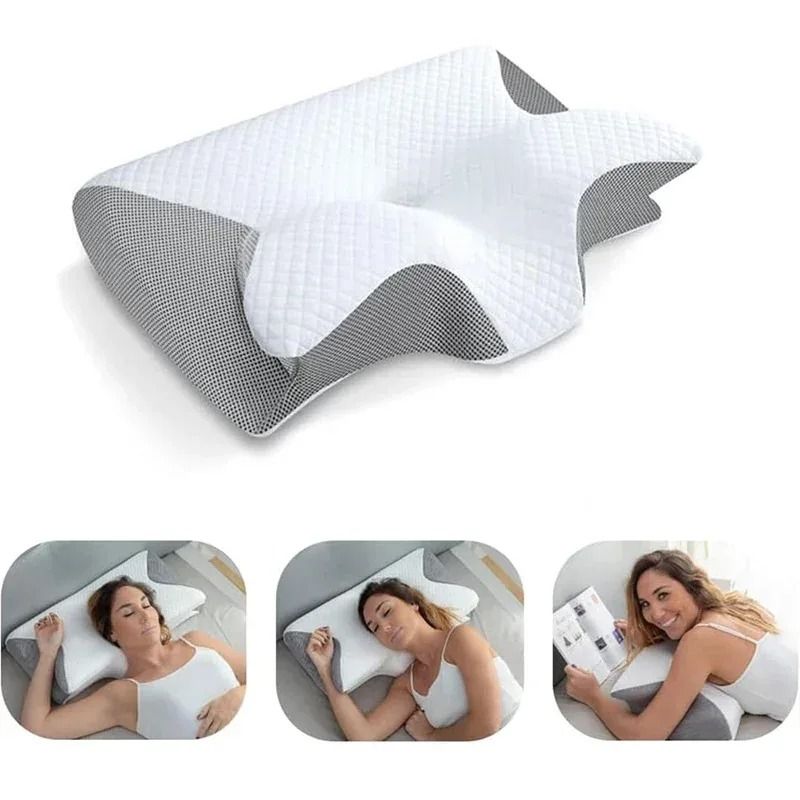 Elite 2 in 1 Ergonomic Memory Foam Cervical Pillow white