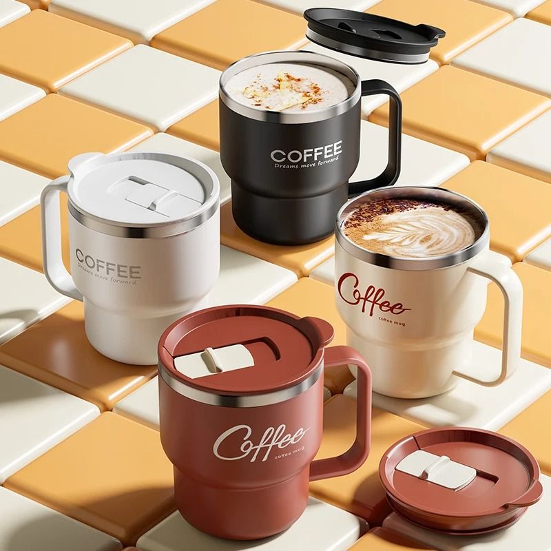 400ML Double Layer Coffee Mug 304 Stainless Steel Sealed Drinking Cup For Cold And Hot Water b Style Red