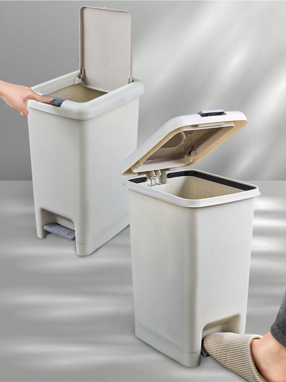 Modern Slim Foot Pedal Trash Can With Lid For Bathroom, Kitchen And Office 8l