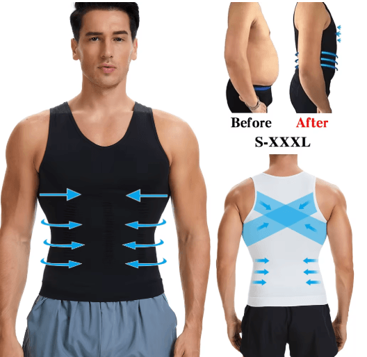 Compression Slimming V Neck Shapewear Tank Tummy Control Muscle Base Layer black s