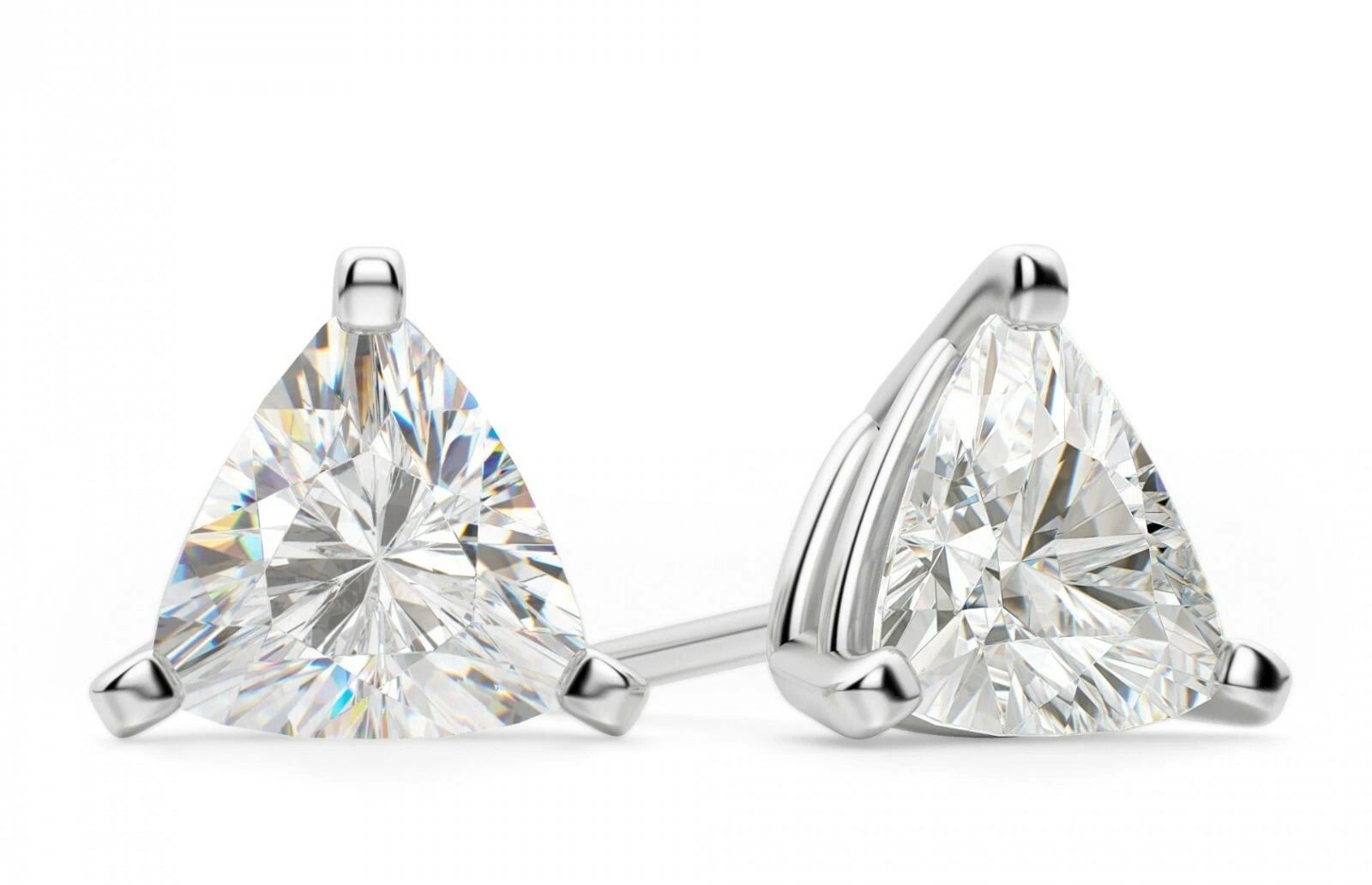 Sterling Silver Triangle Stud Earrings, Men's Women's CZ Earrings, 6mm Triangle Studs For Everyday Wear Sterling Silver Triangle Stud Earrings, Men's Women's CZ Earrings, 6mm Triangle Studs For Everyday Wear