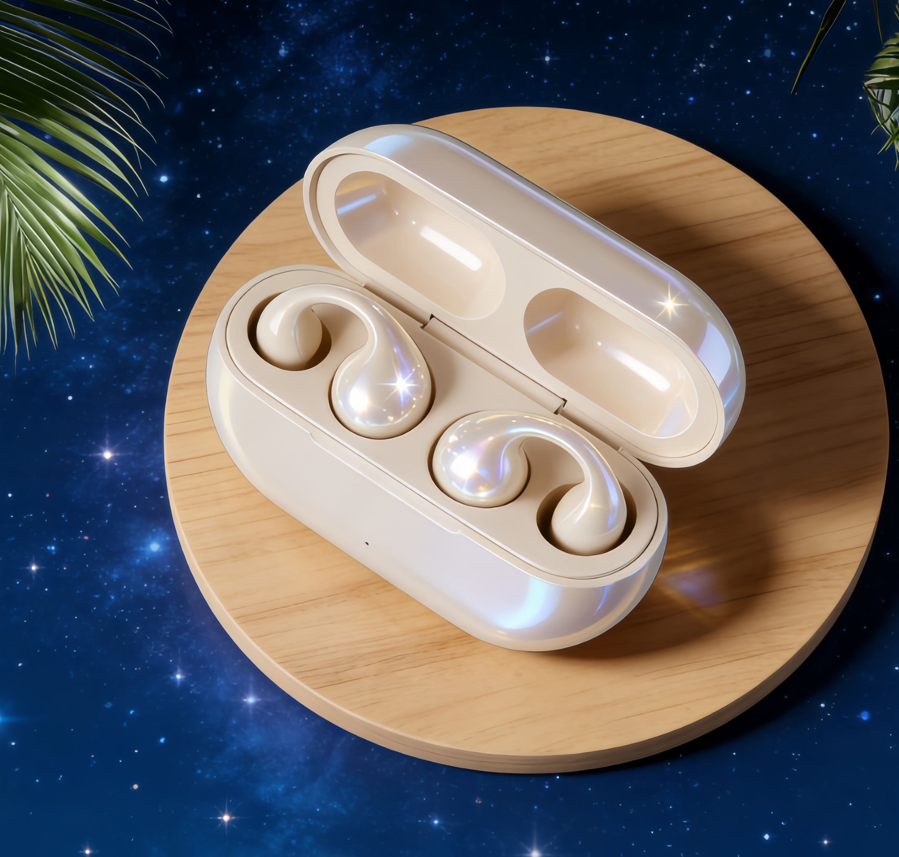 Wireless Bluetooth Earclip Earphones For Outdoor Sports With Charging Case HIFI Sound Sweatproof & Comfortable Fit rose Red