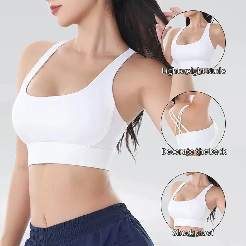FlexLift Seamless Sports Bra For Women Breathable Racerback Yoga Bra For High Impact Workouts ivory White m