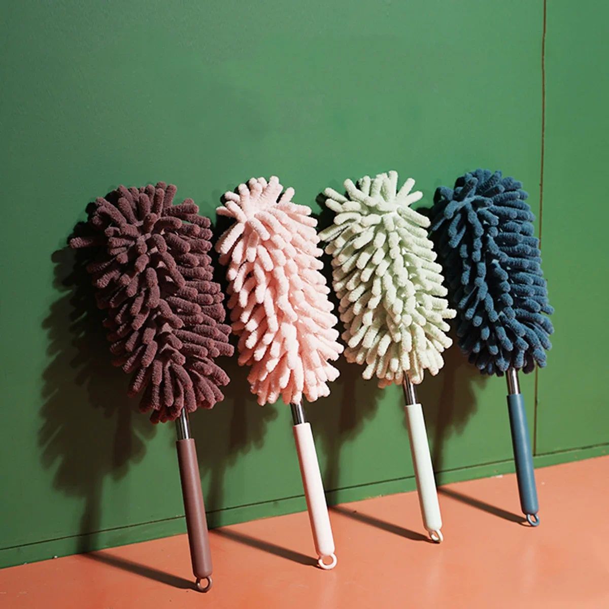 Mini Telescopic Chenille Duster Washable Extendable Lint Free Cleaning Tool coffee